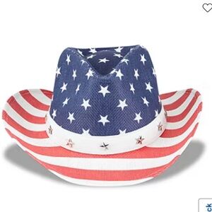 Wembley Men’s Red White and Blue Patriotic Star and Stripe Cowboy Hat One Size